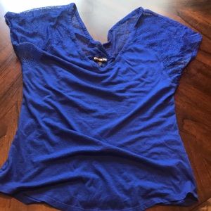 Bright blue lace sleeve express top